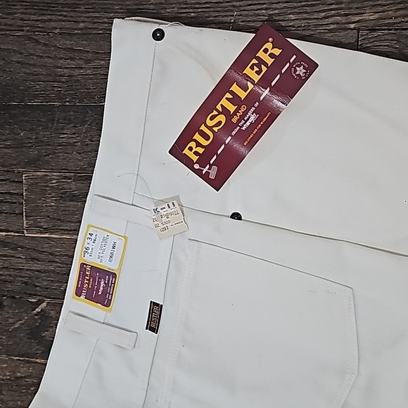 RUSTLER Wrangler  made in USA genuine VINTAGE white jeans NEW nwt sz 36 x 34p - Picture 2 of 9